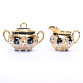Creamer And Sugar Marked Pickard Aura Mosaic, Artist Signed Hart (Hartman)