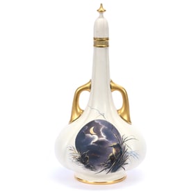 Covered Jar, Two Handles, Marked Royal Worcester