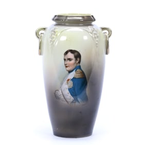 Vase Marked R.S. Suhl, Yellow, And Gray Tones, Napoleon Portrait