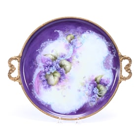 Round Tray, Two Handles, Marked Limoges France
