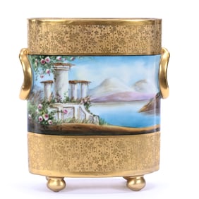 Footed Cache Pot Marked Osborne Studios On Bavarian Blank