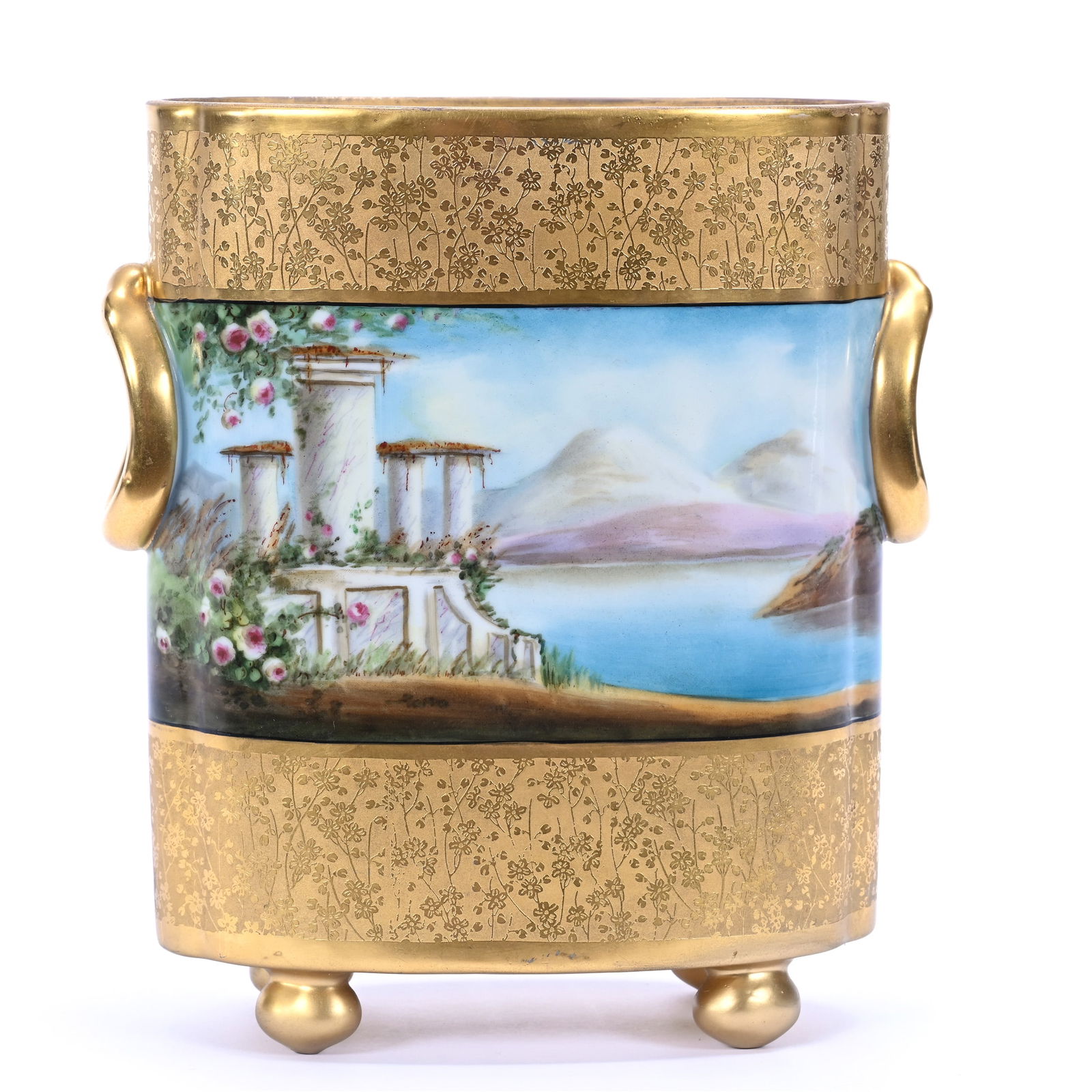 Footed Cache Pot Marked Osborne Studios On Bavarian Blank (1 of 3)