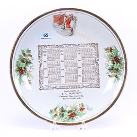 1907 Calendar Plate Advertising "F.C. Hauert General Merchandise, Black Creek Wisconsin"