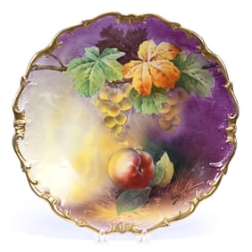 Charger Marked L.R.L. Limoges, Hand Painted Vintage And Apple Decor
