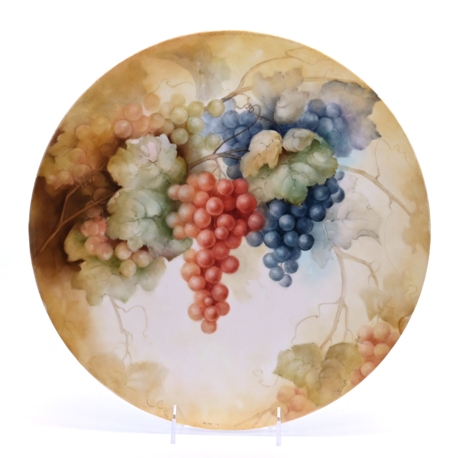 Round Plaque, Unmarked Limoges Style, Hand Painted (1 of 2)