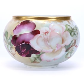 Vase Marked J.P. Limoges, Rose Branch Decor, Hand Painted