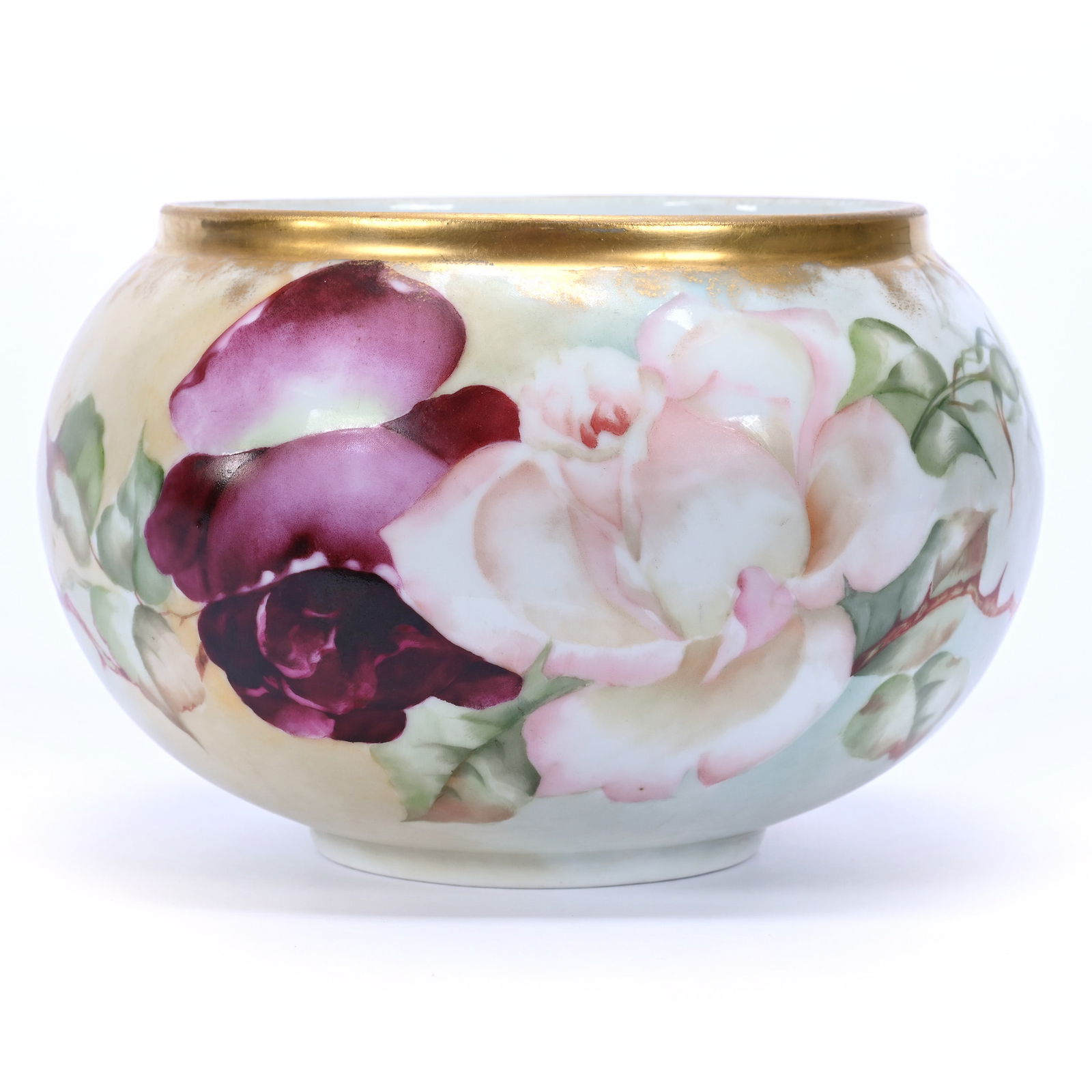 Vase Marked J.P. Limoges, Rose Branch Decor, Hand Painted (1 of 3)