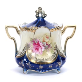 Sugar Bowl, Unmarked R.S. Prussia, Medallion Mold,