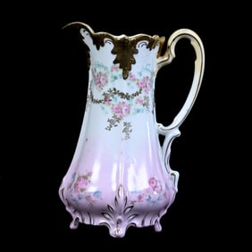 Creamer Marked R.S. Prussia, Pink And White With Rose Garland Decor