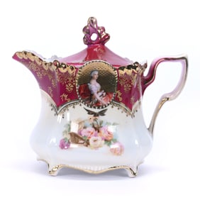 Syrup Marked R.S. Prussia, Medallion Mold With Diana The Huntress And Floral Gold Tapestry