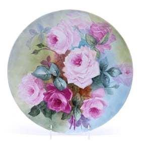 Round Plaque, Unmarked Limoges Style, Hand Painted