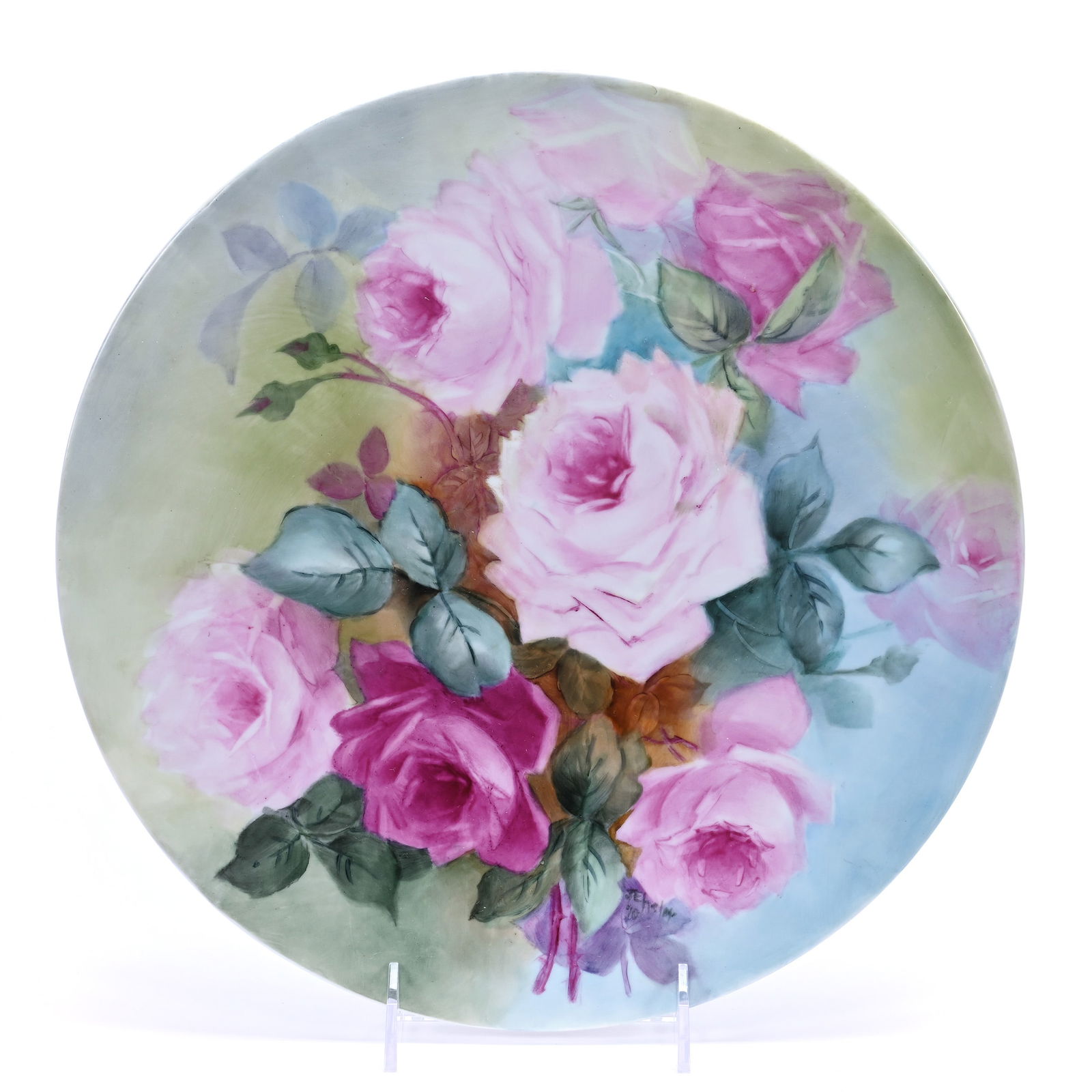 Round Plaque, Unmarked Limoges Style, Hand Painted (1 of 2)