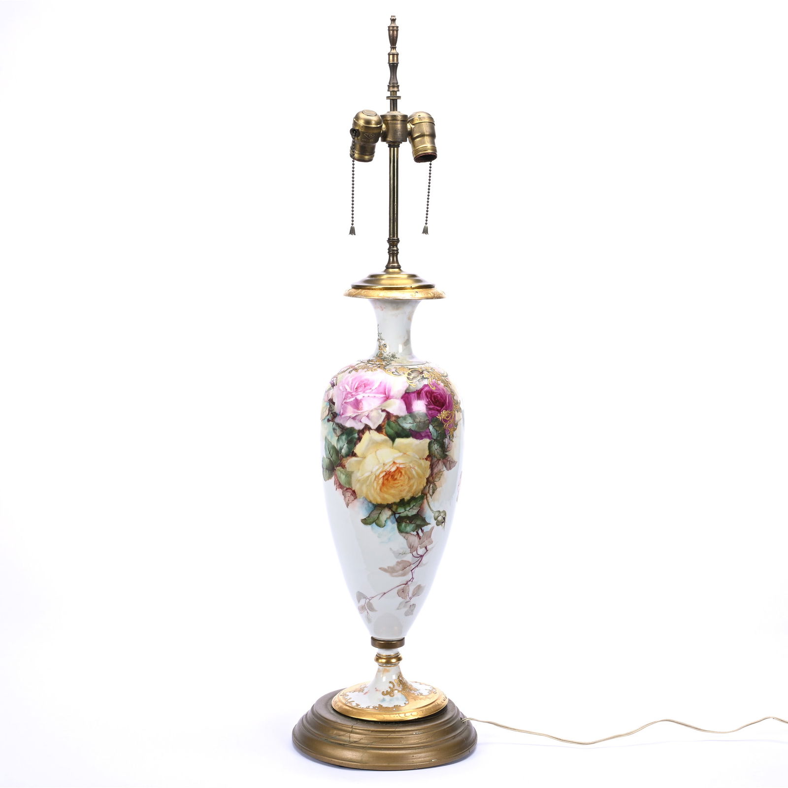 Lamp Base, Unmarked Limoges Hand Painted Vase Converted To Lamp Base (1 of 5)