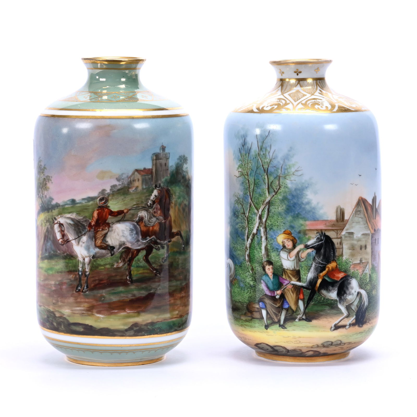 Pair Vases Marked Byer & Bock, Circa 1950's (1 of 3)