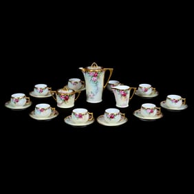 Chocolate Set, Thirteen Piece, Marked Bavaria, Hand Painted