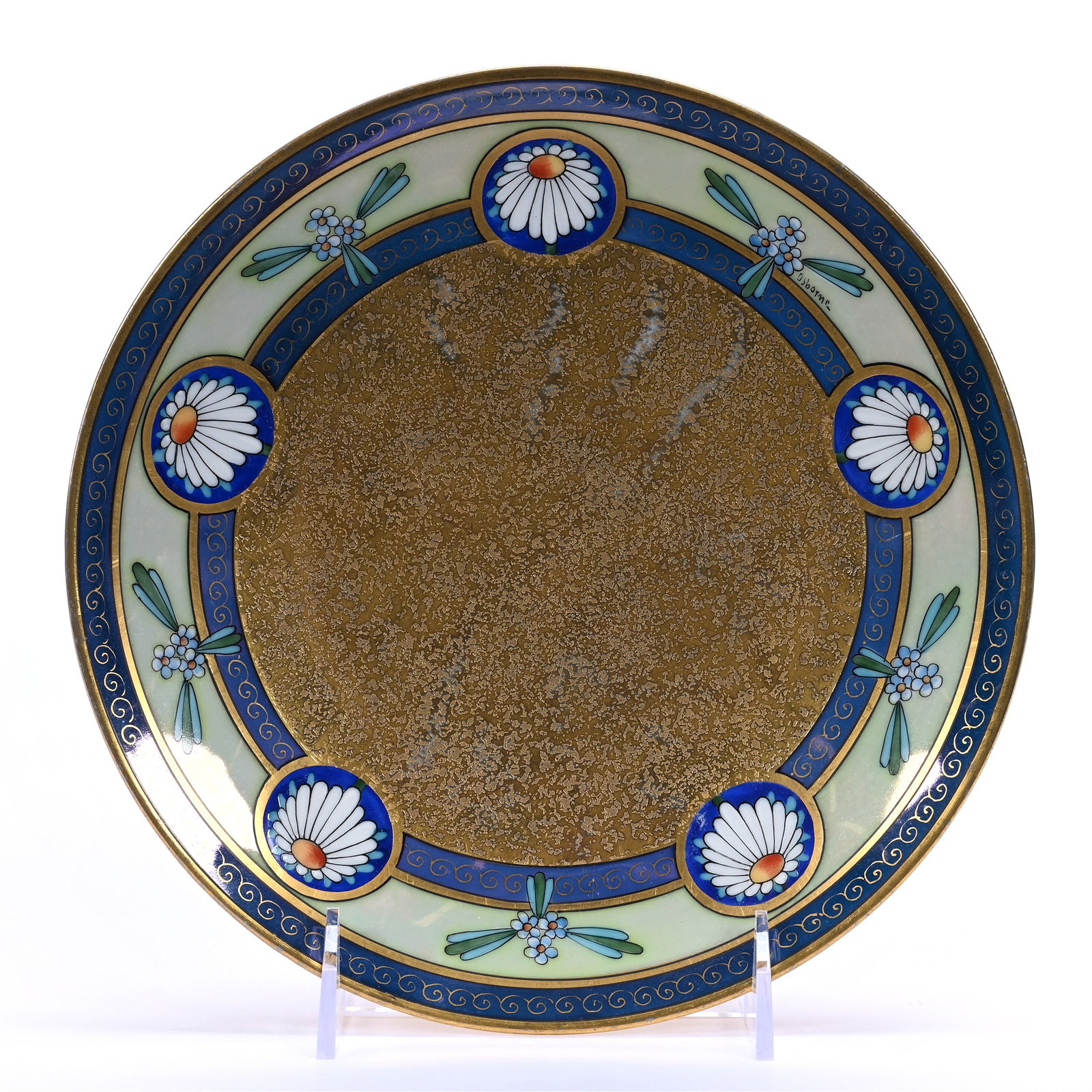 Plate, Unmarked Pickard Encrusted Linear Pattern - Bavarian Blank (1 of 3)