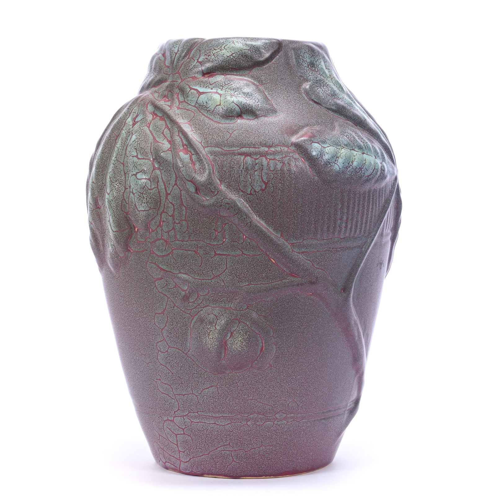 Vase Marked Weller Art Pottery Fru Russet, Circa 1905, Buckeye Mold (1 of 3)