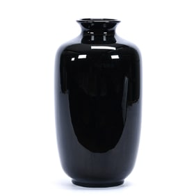 Vase Marked California Faience Art Pottery, Mirror Black Glaze