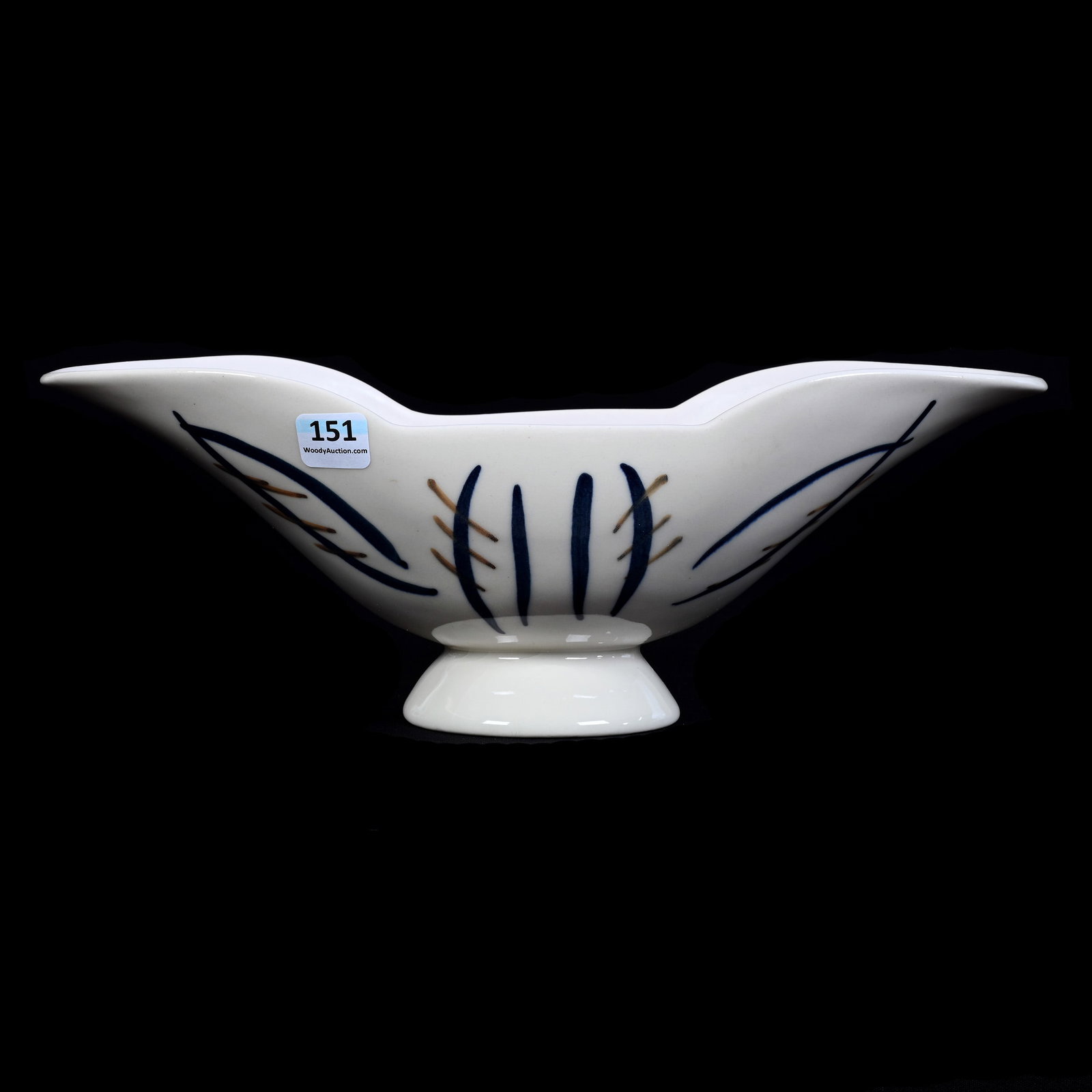 Oval Center Bowl Marked Rookwood Art Pottery, Dated 1954, Model #6826: Oval Center Bowl Marked Rookwood Art Pottery, Dated 1954, Model #6826, 4.5" x 12.5" x 6", Crystal Flaring Decorated, California Private Collection.