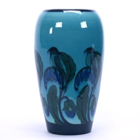 Vase Marked Rookwood Art Pottery, Dated 1917, Turquoise Glaze With Bird And Floral Decor