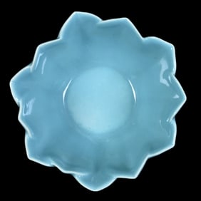 Bowl, Blossom Shape, Marked Rookwood Art Pottery Dated 1960, Chinese Turquoise Lotus Shape