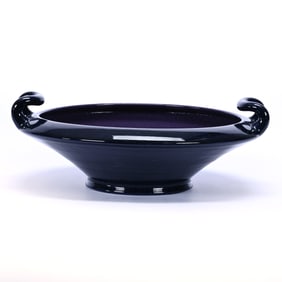 Bowl, Two Handles, Marked Rookwood Art Pottery Dated 1920, Catawba Deep Violet Interior And Exterior