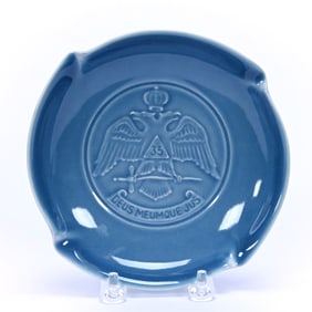Ash Tray Marked Rookwood Art Pottery Dated 1956, Masonic Eagle Advertising
