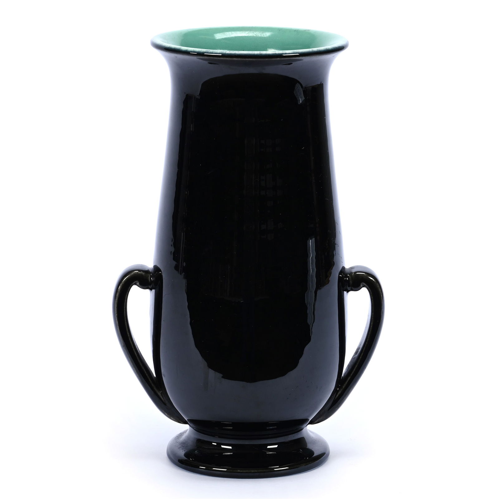 Vase, Two Handles, Marked Rookwood Art Pottery Dated 1930, Mirror Black Exterior (1 of 3)
