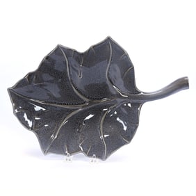 Tray, Leaf Shape, Marked Rookwood Art Pottery Dated 1954, Violet Gray Glaze