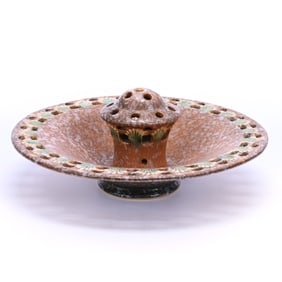 Center Bowl And Attached Flower Frog, Unmarked Roseville Art Pottery