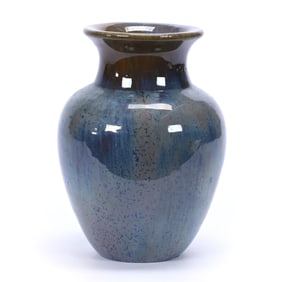 Vase Marked Fulper Art Pottery, Brown Flambe/Blue Crystaline Glaze, Model #537