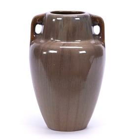 Vase, Two Handles, Marked Fulper Art Pottery, Cats Eye Glaze