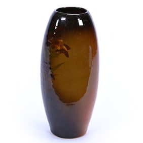 Vase Marked Owens Utopian Art Pottery, Standard Glaze, Floral Decor, Model #1073