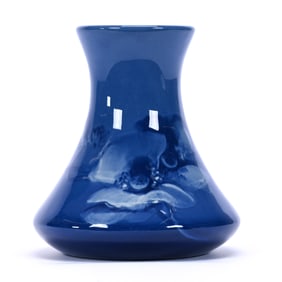 Vase Marked Weller Louwelsa Art Pottery, Blue With Poppy Decor, Nice Example