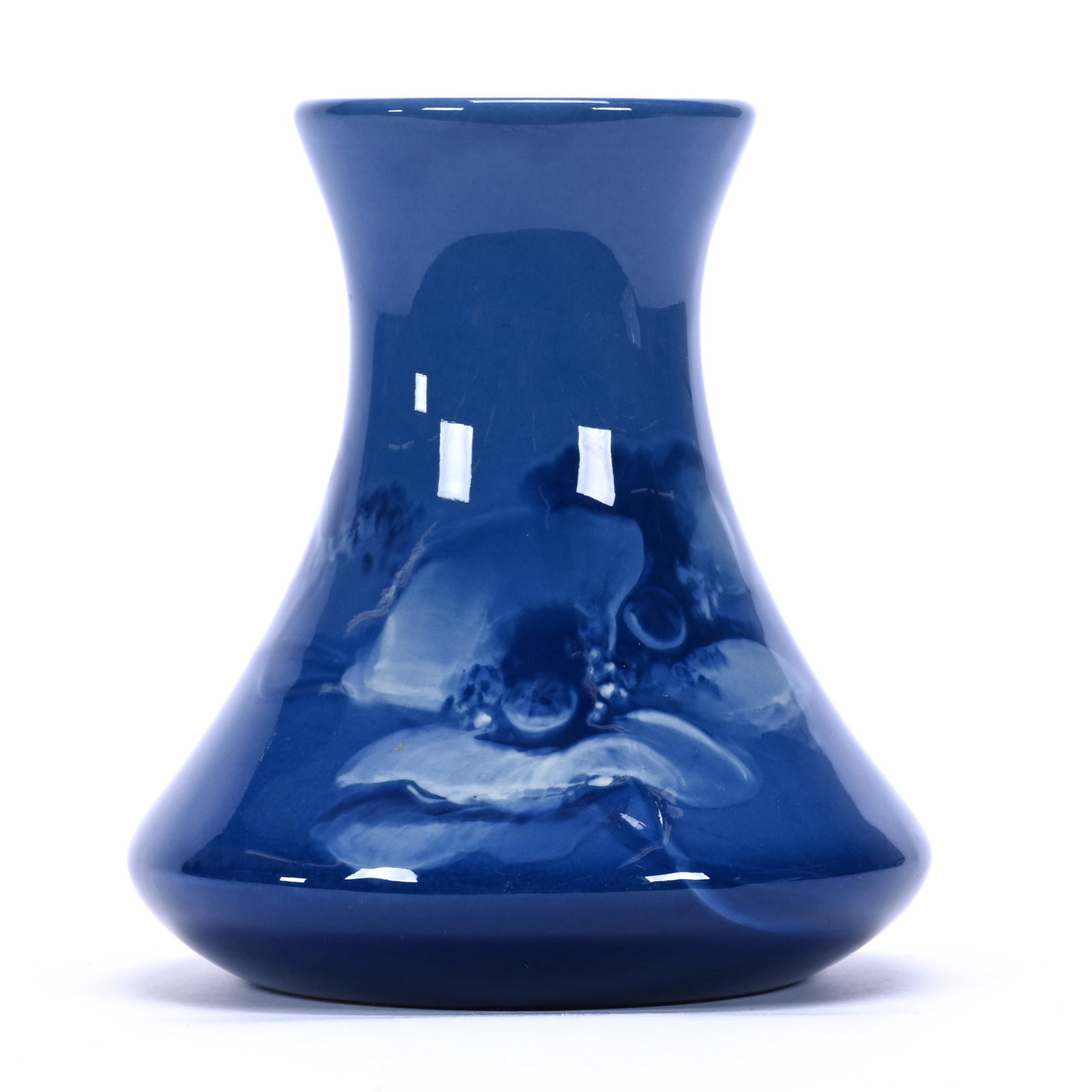 Vase Marked Weller Louwelsa Art Pottery, Blue With Poppy Decor, Nice Example: Vase Marked Weller Louwelsa Art Pottery, Blue With Poppy Decor, Nice Example, 5.5" x 5", California Private Collection.
