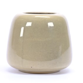 Vase Marked California Faience Art Pottery, Mirror Black Glaze