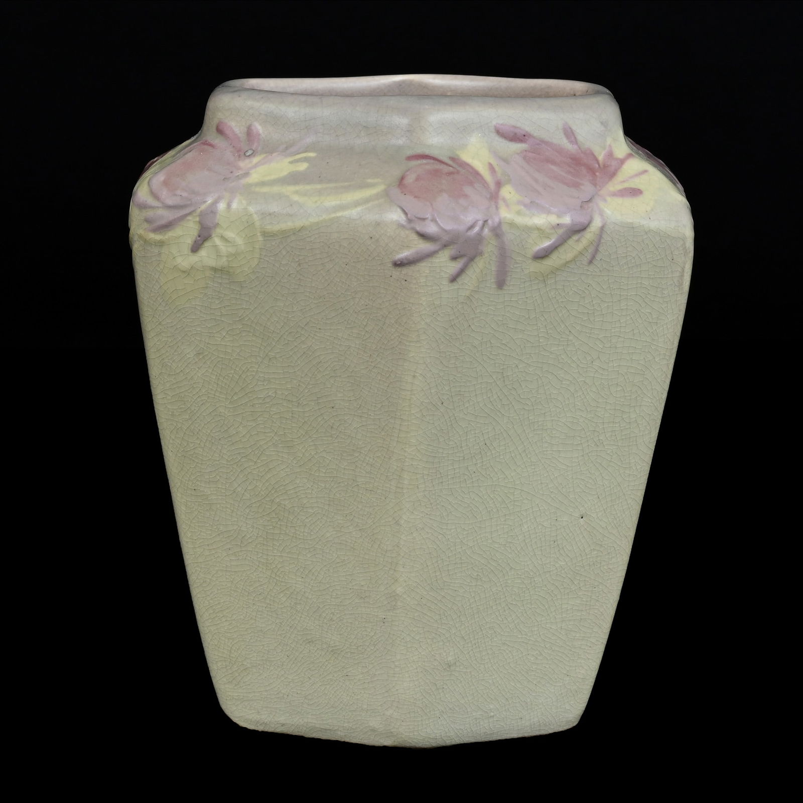 Vase, Six-Sided, Marked Weller Hudson Light Art Pottery, Lavender And Yellow Tones (1 of 3)