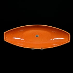 Console Bowl Marked Rookwood Art Pottery Dated 1962, Orange Glaze, Model #7200