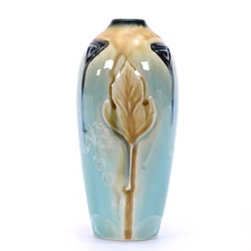 Vase Marked Door Kreigh Art Pottery, Small Irregular Blue And Brown Glaze