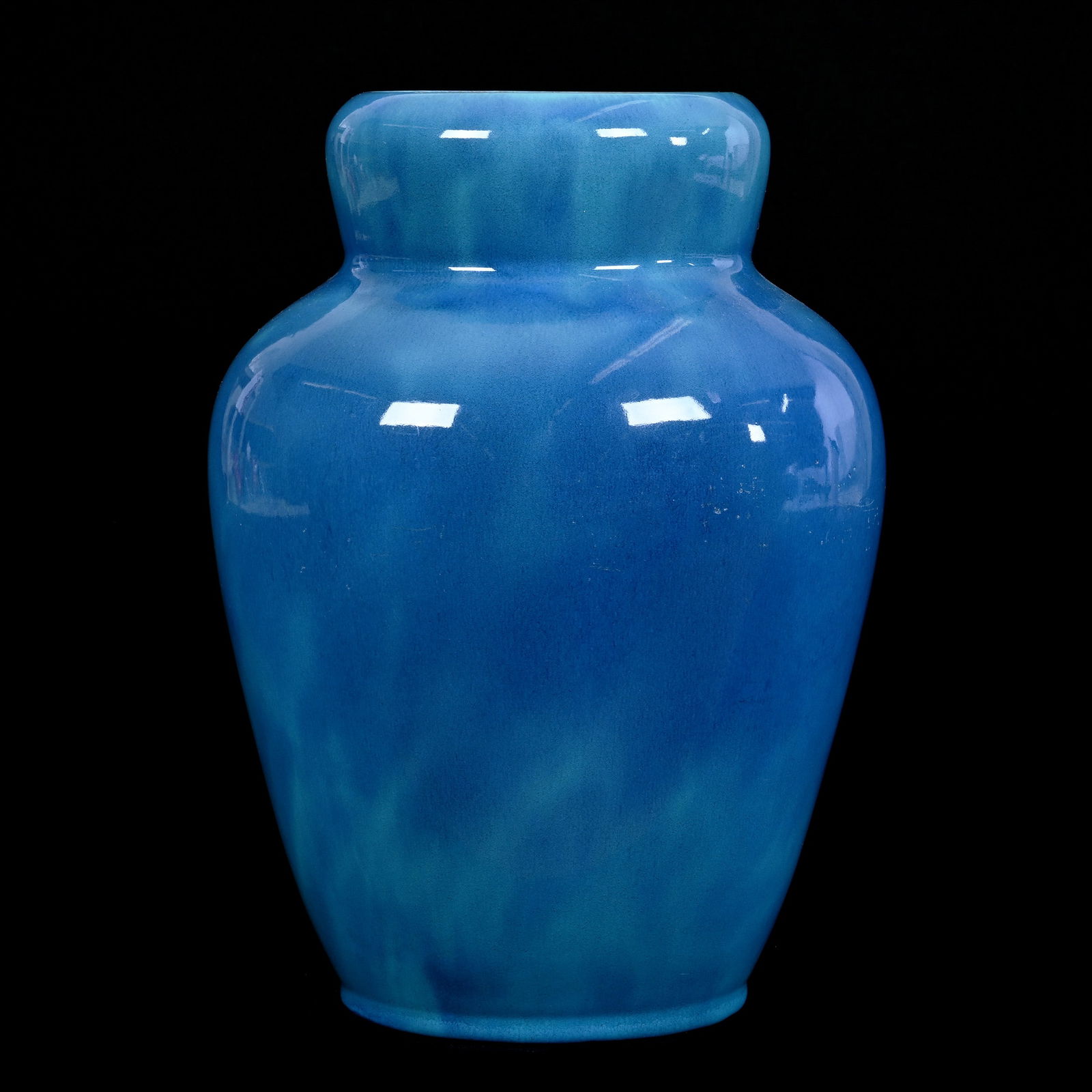 Vase Marked California Faience Art Pottery, Cobalt/Medium Blue (1 of 3)