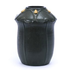 Vase Marked Door Art Pottery, Pike Lake Design, Dark Sage Glaze