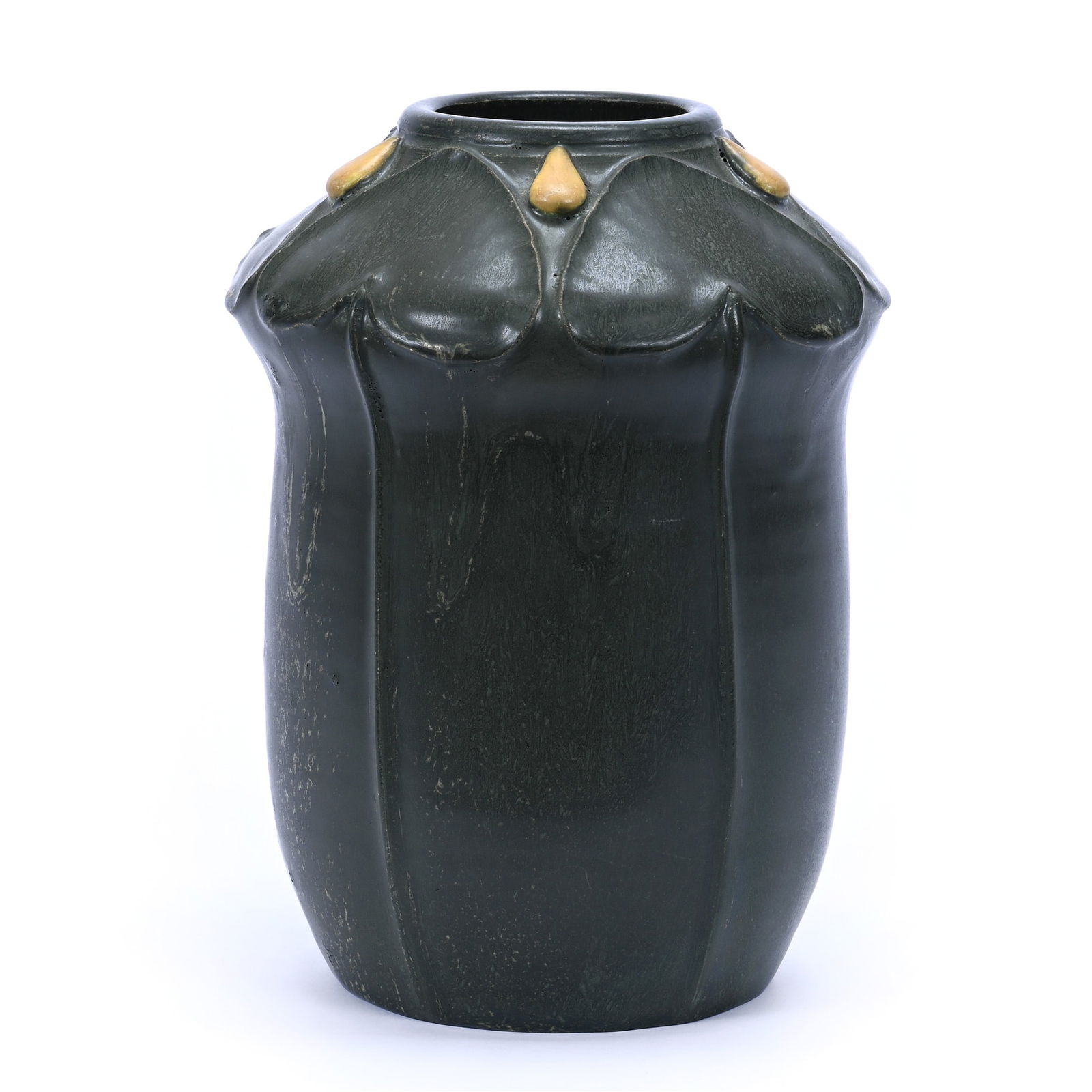 Vase Marked Door Art Pottery, Pike Lake Design, Dark Sage Glaze (1 of 3)