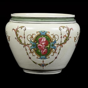 Jardiniere Marked Roseville Art Pottery, Cream Ware, Model #545-6