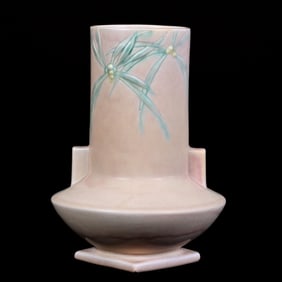 Vase Marked Roseville Art Pottery #829-8", Dawn Pattern, Pink Tones