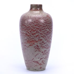 Vase, Unmarked Weller Art Pottery, Frosted Matte Red, Unusual Color