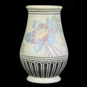 Vase Marked Weller Art Pottery, Xenia Pattern With Floral Decor