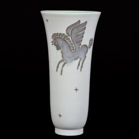 Vase Marked Rookwood Art Pottery Dated 1946, Wax Matte Pegasus, Artist Signed Wilhelmine Rehm