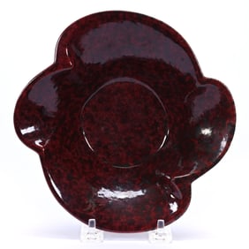 Bowl Marked Roseville Art Pottery #527-7", Capri Pattern Metallic Red