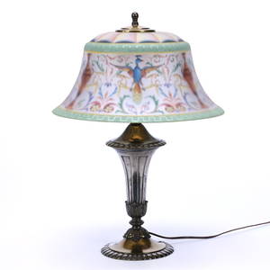 Pairpoint Table Lamp, Exeter Classic Reverse Painted Shade With Extraordinary Colors Featuring Urn,