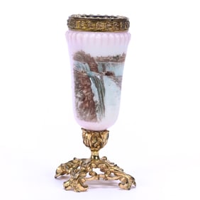 Pedestal Vase, Unmarked Wave Crest, Rare Niagara Falls Scenic Decor